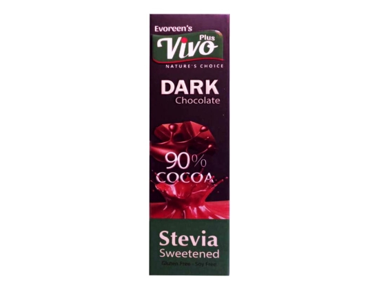 Dark chocolate bar 20 gm, 90% cocoa , plain, Stevia sweetened | Evoreen